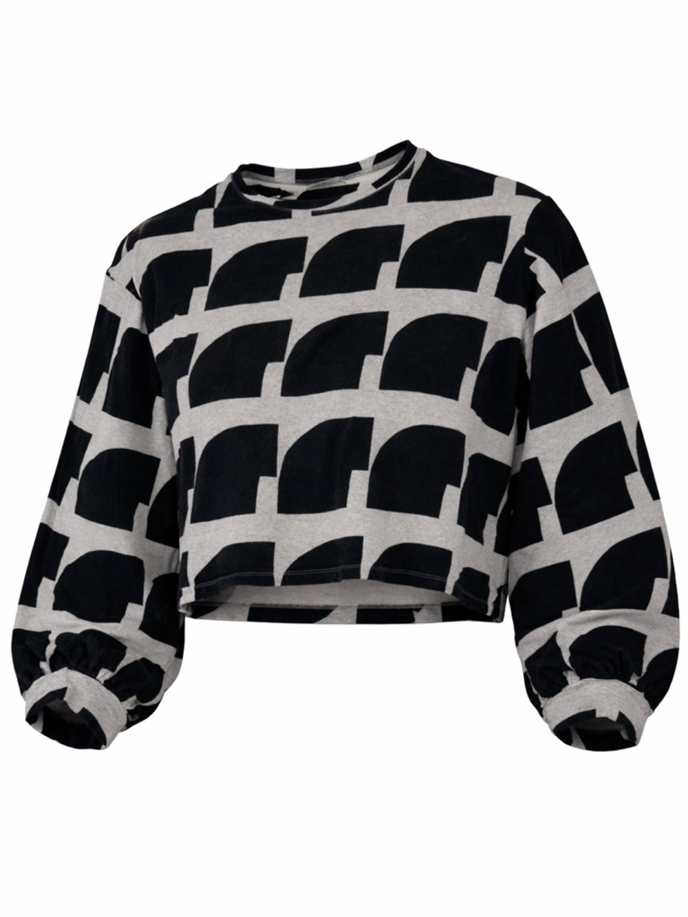 BEL KAZAN Cotton Print Art to Wear Lagenlook Cropped Sweatshirt Medium